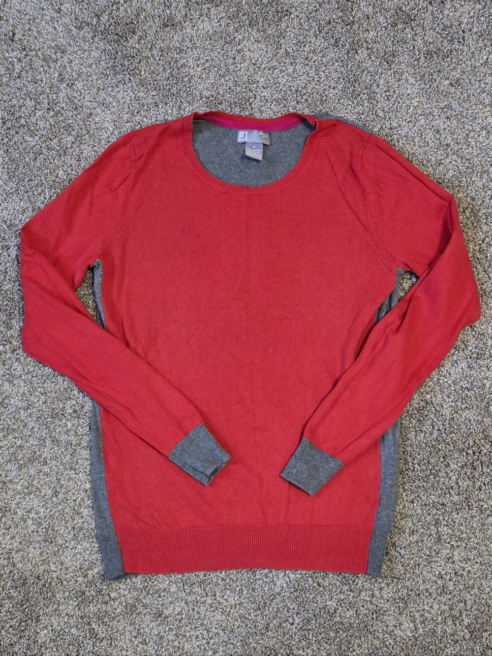 Orange Crewneck Sweater with Gray Trim